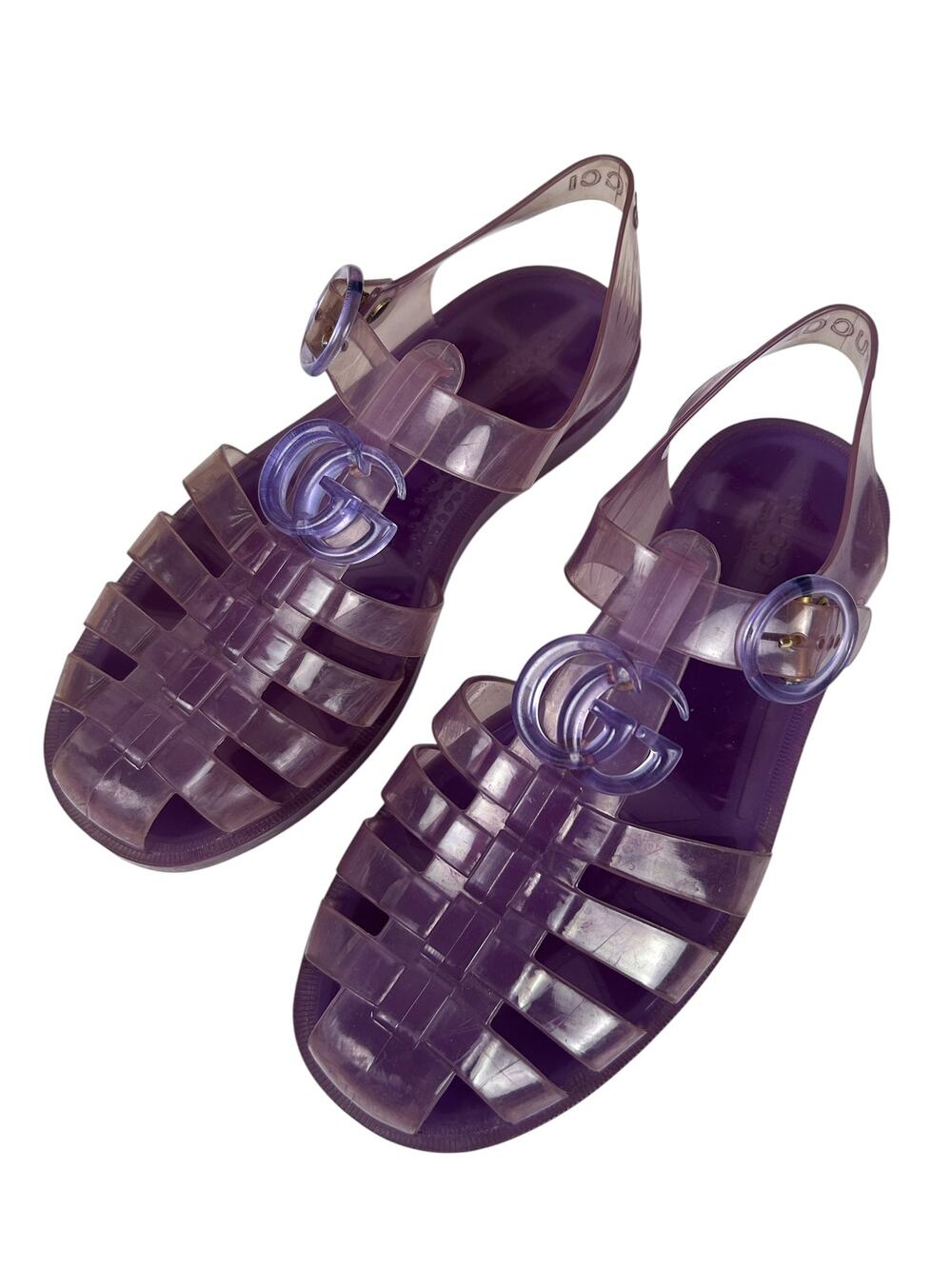 Gucci Purple Rubber Interlock G Marola Jelly Flat Sandals 35 5